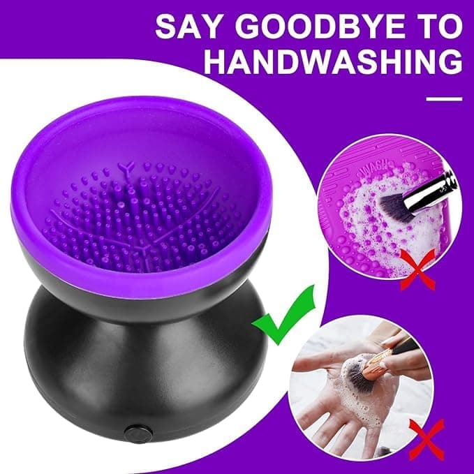 AIQIBAO Portable Electric Makeup Brush Cleaner Machine，USB Cosmetic Brush Cleaner Tools Automatic Brush Silicone Brush Spinner Wash and Dry Deep Cleaning Machine (C) view 4