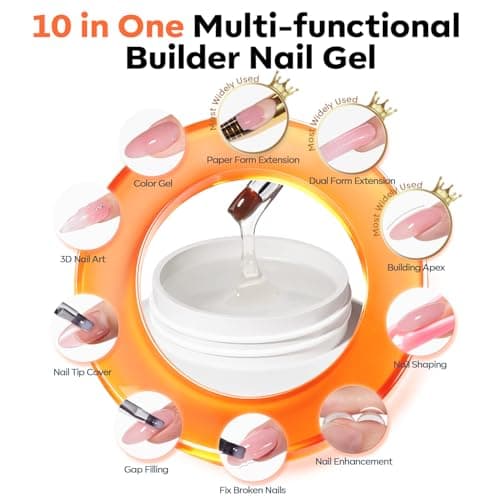 modelones Builder Nail Gel, 10-in-One Builder Clear Hard Gel 2oz, High Thickness for Extension Apex Building Sculpting Overlays Home Salon LED Cured view 2
