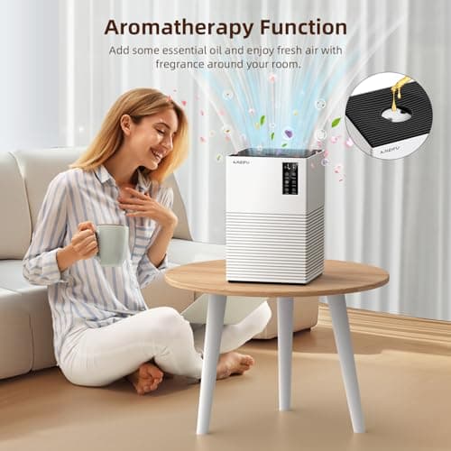 Air Purifier for Home Large Room Up to 1200 Sq Ft, Air Cleaner with H13 Filter, Air Quality Sensor, 4 Timers, 3 Speeds Fan, Quite Air Purifier for Dust, Pet Hair, Pollen (Red) view 4