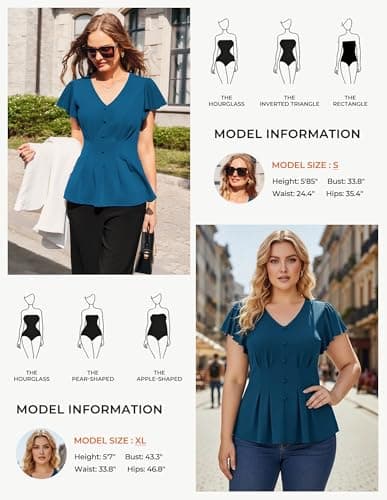 GRACE KARIN Summer Blouses for Women Dressy Casual, 2026 Ruffle Sleeve Peplum Tops, Business Work Shirt Fashioin Clothing view 6