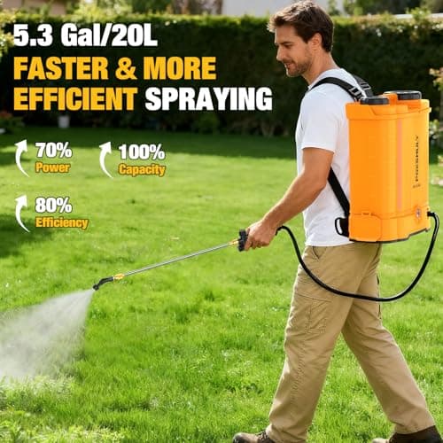 Battery Powered Backpack Sprayer for Dewalt 20v Max Battery, 5.3 Gallon | 100 PSI Electric Weed Sprayer, Yard Graden Sprayer with Telescopic Wand, 7 Nozzles, Backpack Sprayer 20v (No Battery) view 4