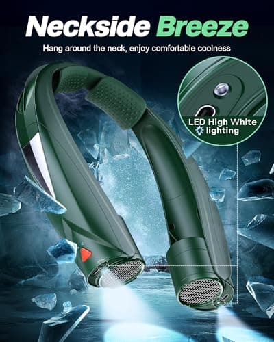 Laimiod Portable Neck Fan - with LED Book Light, 6-20 Hrs Long Battery, 6-Speed Adjustable, USB-C Rechargeable, Ultra Quiet, Hands-Free Personal Cooling for Men Women Outdoor Indoor view 2