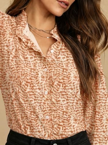 Womens Floral Blouses Long Sleeve Dressy Casual Fall Boho Tops view 6