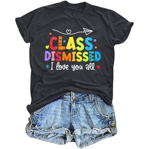 Last Day of School Shirt: Teacher T-Shirt Women Class Dismissed Shirts Teacher Life Tee School Graduation Casual Top — image 1