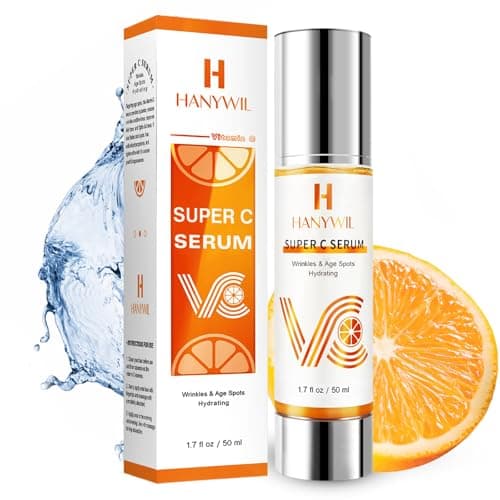 HANYWIL 20% Super Vitamin C Serum for Mature Skin, Targets Age Spot & Wrinkle Reduction with Hyaluronic Acid, Hydrating Anti-Age Serum 1.7fl oz
