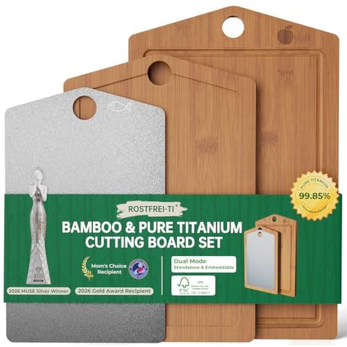 Titanium Cutting Board,Carbonized Bamboo Cutting Boards Set for Kitchen — image 1