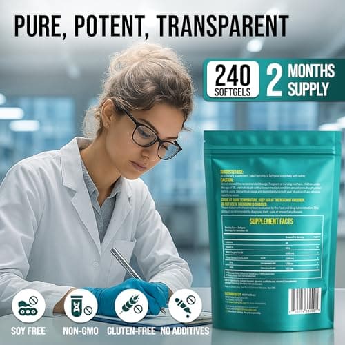 Omega 3 Fish Oil 4800 mg – EPA 1728 mg | DHA 1152 mg from Wild-Caught Anchovies – Burpless Mini Softgels – Pure Omega-3 Fatty Acid Supplement – Non-GMO, Gluten-Free, No Aftertaste – 240 Capsules view 7