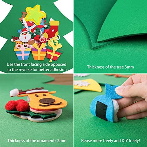 TOBEHIGHER Felt Christmas Tree for Toddlers, 41Pcs DIY 3D Wall Xmas Tree view 2