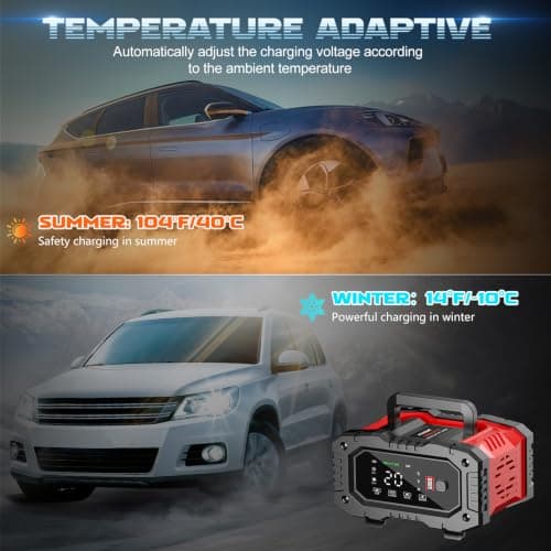 Battery Charger for Car 20A 12V/24V LiFePO4 Trickle Charger Maintainer | Car battery charger Lead Acid Compatible with Temperature Compensation for Car Truck Motorcycle Lawn Mower Boat view 6