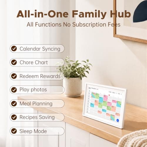 KEVZEZY 10.1-Inch Smart Digital Calendar, HD Touchscreen Family Planner | Smart Family Organizer No subscription, WiFi sync, color-coded routines, chore chart, AI import, meal planning, photo display view 2