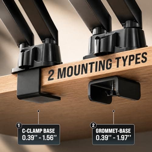 EVEO Premium Dual Monitor Mount 14"-32” Dual Monitor Arm VESA Bracket Adjustable Height Gas Spring Dual Monitor Stand, Screen Full Motion Dual Monitor Arm-Computer Monitor Stand for 2 Screens - Black view 5