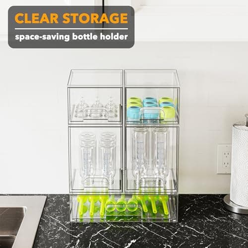 SpaceAid Bottle Storage Organizer Baby - Acrylic Bottles Station Organizer Container, Stackable Clear Drawers for Countertop, Vanity, Bathroom, Cabinet, Pantry Organization, 5 Pack, 2S2M1L, 15.4"H view 5