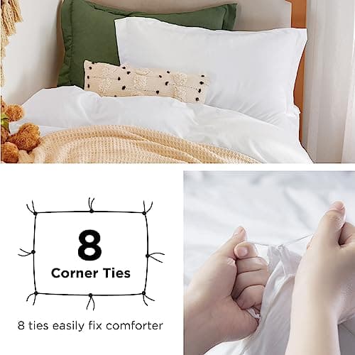 Bedsure Duvet Cover Twin/Twin XL Size - 2 Pieces Prewashed Cotton-Like Polyester Extra Soft Comfy Bedding Set, Includes 1 Duvet Cover 68"x90" with Zipper Closure & 1 Pillow Sham, White, No Comforter view 5