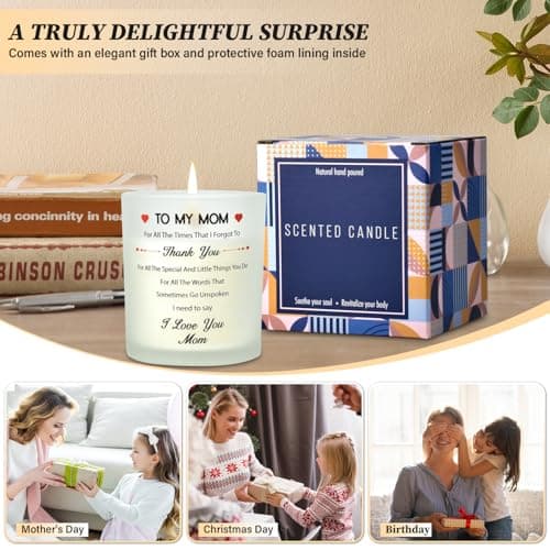 Nialnant Mothers Day Scented Candle Gifts for Mom, Grandma, I Love You Mom Birthday Gifts from Daughter or Son, Lavender Scented Candles for Women view 5