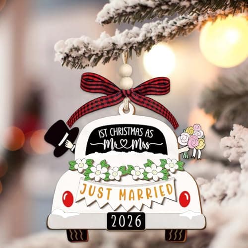 Wedding Gifts for Couples 2026, Gifts for Newlyweds, Bridal Shower Gift, Mr and Mrs Gift, Just Married Ornaments, First Christmas Married Ornament 2026 view 6