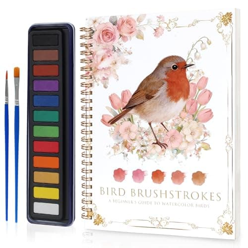 NivLop Easy-Learn Bird Watercolor Workbook, 12 Unique Bird Patterns, Bleed-Resistant Paper – Creative Gift for Adults & Teens