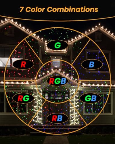 Enjoyedled Christmas Projector Lights Outdoor,RGB 7-Color Combos, Black | 33ft RF Remote, IP65 Waterproof, 0.5/3/5/8H Timer, 4-Speed Modes, Indoor Base & Outdoor Stake for Home Garden Holiday Decor view 3