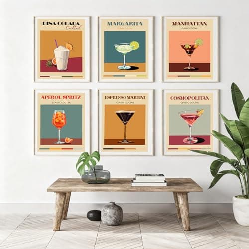 APTDYIGL 6 Pack Paint by Numbers for Adult,Cocktail Paint by Numbers Kit for Adults Beginners,DIY Paint by Numbers Acrylic Paint CanvasPainting Kits Art,Home Wall Decor, 9.8X13.7 inch(Without Frame) view 2