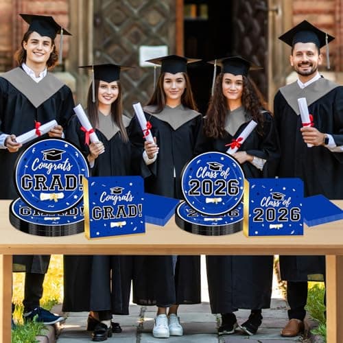 Labrostar Graduation Party Plates and Napkins 2026 Graduation Party Supplies Blue Disposable Paper Plates Luncheon Napkins Cocktail Napkins for Graduation Party Decorations Serve 50 view 2