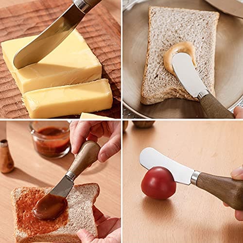 2 Pack Butter Spreader Knife Standing, Stainless Steel Cheese Spreader Knives with Wood Handle, Butter Knives with Sharp Edge for Easily Cutting & Spreading Butter & Cheese Sandwich Cream Cake view 7