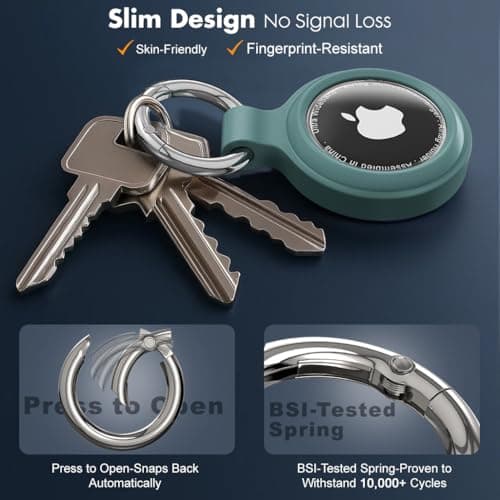 [4-Pack] Case for Apple AirTag Holder Keychain – IP67 Waterproof, Anti-Lost, Scratch-Resistant Case for Air Tag – for Keys, Pets, Luggage view 3