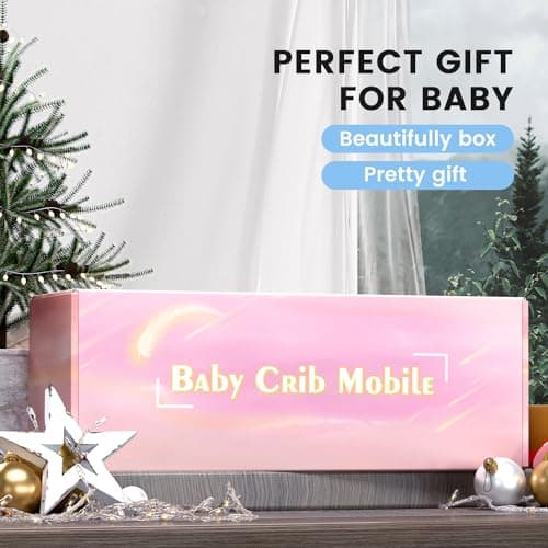 Feisike Crib Mobile for Girls - Baby Mobile for Crib with 35 Lullabies, 3 Modes Digital Musical Box（Turn Only, Music Only, Turn & Music, Pink, Nursery Toys, Nursery Decor, Knob Type view 5