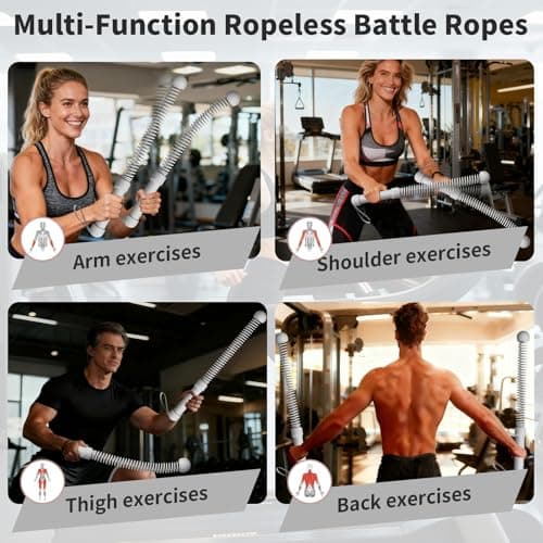 Ropeless Battle Ropes Weighted, 2 Pack Portable Cordless Battle Ropes for HIIT & Cardio Full-Body Workout Tool with Non-Slip Spiral Handles, Travel-Friendly Home Gym Equipment for Women & Men view 4