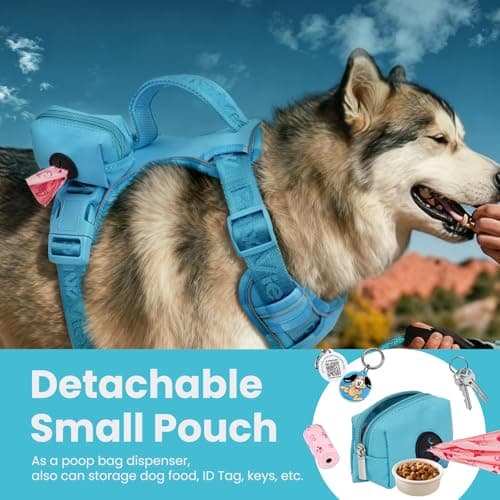 Heavy Duty Outdoor No Pull Dog Harness with Handle, Escape Proof Waterproof Vest, Adjustable Reflective Pet Harness with Front Clip, Detachable Pouch & QR ID Tag for Hiking & Trail Running (XL) view 6