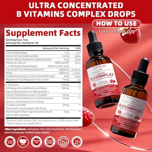 GREENPEOPLE Vitamin Methylated B Complex | Methyl B12 + L-Methyl Folate | Support Energy Metabolic, Immunity & Cognitive | 6 Super B Complex w/Mg, Ashwagandha & L‑Theanine for Women -Vegan, 2fl 2 Pack view 5