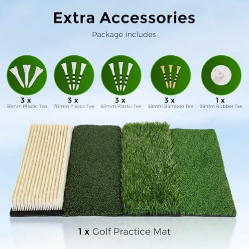 Nesync 4-in-1 Foldable Heavy-Duty Golf Hitting Mat, Sand & Tee Turf, Anti-Slip Backing，for Swing/Chip/Putting Practice，Golf Practice Mat with Golf Mat Tees view 6