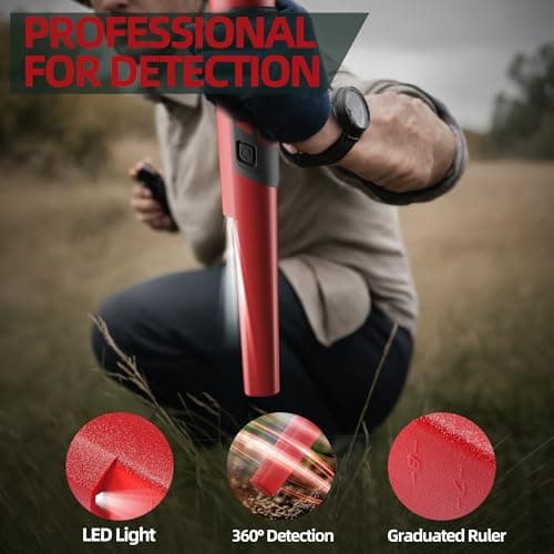 PANCKY Metal Detector Pinpointer for Adults Kid, IP68 Fully Waterproof Underwater Metal Detector Adjustable Sensitivity Handheld Pin Pointer Wand Treasure Hunting 360°Detection High Accuracy LED Light view 5