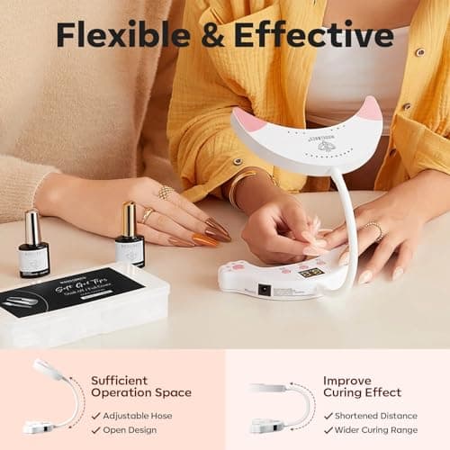 modelones UV LED Nail Lamp, Gooseneck UV Light for Gel Nails, 48 W Nail Light for Gel Polish with 3 Timers and LCD Display, LED Lamp for Fast Curing Gifts for Women Girls view 3