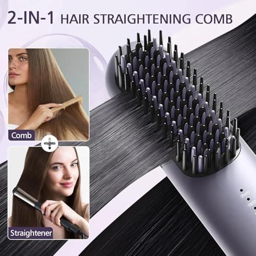 Cordless Hair Straightener Brush, 2 in 1 Curling & Straightening Brush with 200 Million Negative Ions, Mini Travel Hot Straightener Comb for Women, Fast Heating & Dual Voltage view 3