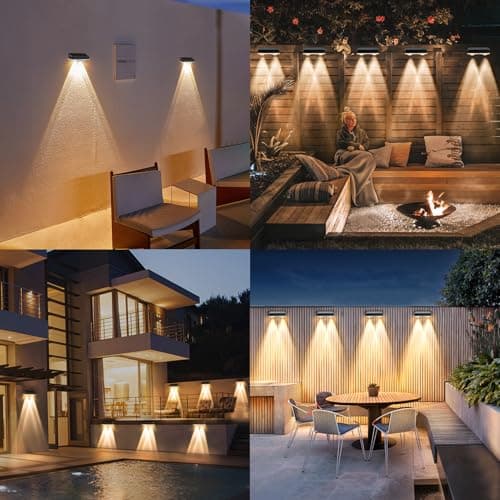 echosari Solar Fence Lights 8 Pack, 100 Lumen Ultra Bright Solar Wall Lights Outdoor Waterproof Lighting Auto ON/Off for Backyard Patio Railing Porch Step (2700K Warm White) view 3