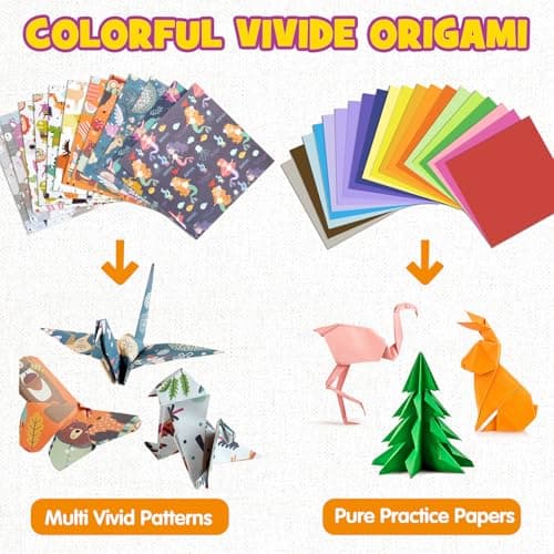 Pigipigi Kids Craft Origami Paper Kit for Kids Ages 5-8 8-12, with Guiding Book, 160 Sheets DIY Art and Crafts Supplies, Colorful Folding Papers Set Projects Gifts Activity for Boy Girl Toy(Forest) view 3