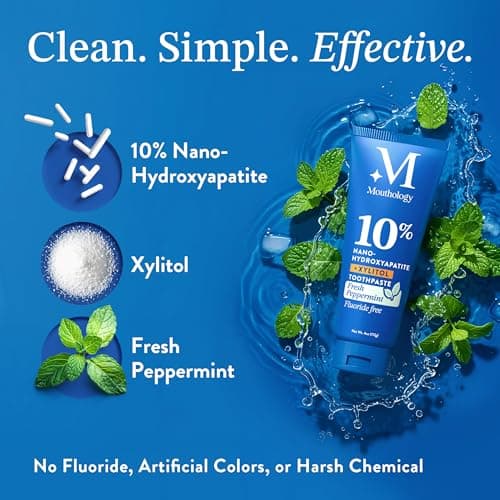 Mouthology 10% Nano Hydroxyapatite Toothpaste Fluoride Free, Whitening*, Rod Shaped nHa, Xylitol Toothpaste for Adults, Enamel Care*, Sensitive Teeth*, SLS Free, Mint 4oz (USA Made) Package May Vary view 5