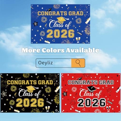 Oeyliz Graduation Decorations 2026 Congrats Grad Banner Class of 2026 Graduation Banner 2026 Graduation Decor Class of 2026 Banner High School College Celebration Party Supplies Yard Sign (Blue) view 7