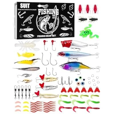 UCEC Fishing Lures Tackle Box with Tackle Included, Fishing Kit with VIBs, Minnows, Frogs, Soft Baits & Hooks, Freshwater Lure Kit for Bass Walleye Trout, Mens Fishing Gifts, Ideal for Father's Day