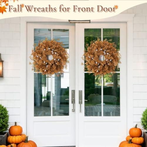 26 Inch Fall Wreath for Front Door, Artificial Eucalyptus Porch Decor (26in) view 4