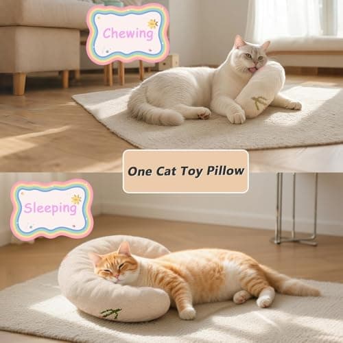 MOYMO Cute Cat Couch with Soft Pillow, Supportive Dog Couch, Cat Sofa with Removable Cover，Cute Rainbow Shaped, 24 Inch view 3