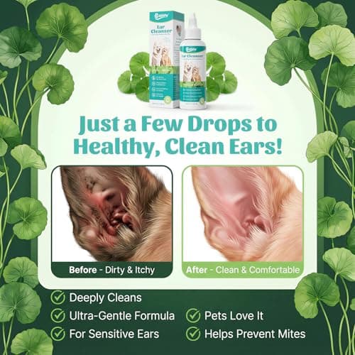 Cabishy Ear Cleaner for Dog Cat Ear Drops Wax Removal with Centella Asiatica No Irration, No Alcohol, Non-Medicated Pet Ears Wash Cleaning Solution Itch Relief Soothing Deodorizing Itchy Ears 4oz view 2