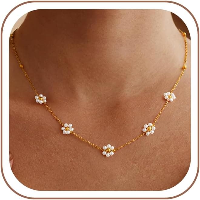 FIMHUT Gold Pearl Necklaces