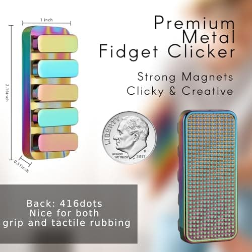 Fidget Toys for Adults, Metal Fidget Slider EDC Magnetic Haptic Fidget Clicker with 3 Noise Levels, Loud-Quieter-Quiet Adults Fidget Toy, Office Home Desk Magnetic Toys, Relief Stress and Anxiety view 2