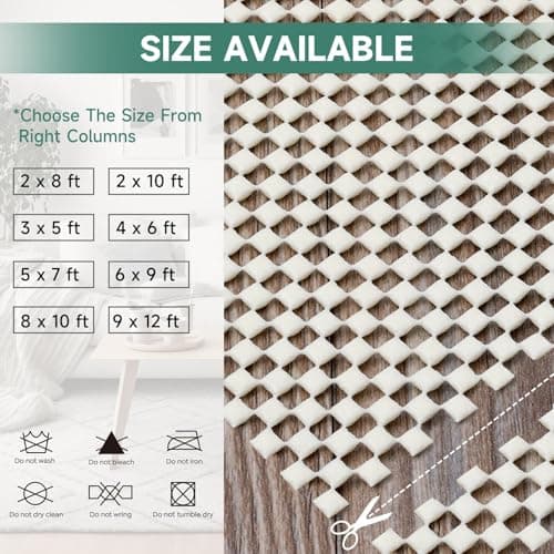 BALEINE Non Slip Rug Pad Rug Gripper for Hardwood Floors, Extra Thick Non Slip Mat Under Carpet (5'x7') view 5
