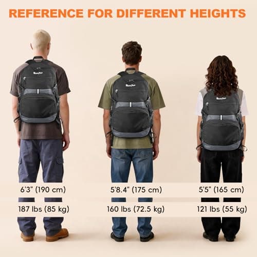 Seektop Lightweight Travel Backpack for Men Women, Multiple Pockets 40L Hiking Backpack Foldable Carry on Backpack for Outdoor Camping Sport Leisure (Black) view 6