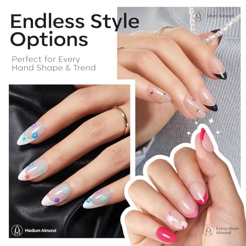 Modelones Medium & Short & Extra Short Almond Nail Tips - Multi-type 3 Styles Set Gel Tips Half Matte Full Cover Clear Acrylic Gel Kit Fake Nails for Extension DIY Salon 450Pcs 15Sizes view 4