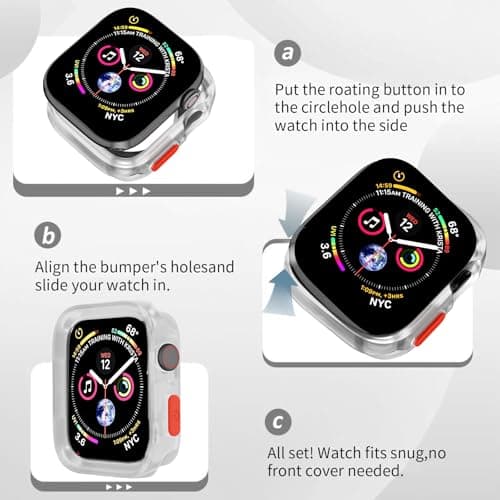 SDOCEBF Slim Flexible TPU Shockproof Watch Bumper, Rugged Case for Apple Watch Series 9/8/7/6/5/4/SE3/2/1 44mm/45mm, Gift-Ready for Every Celebration, Clear view 4
