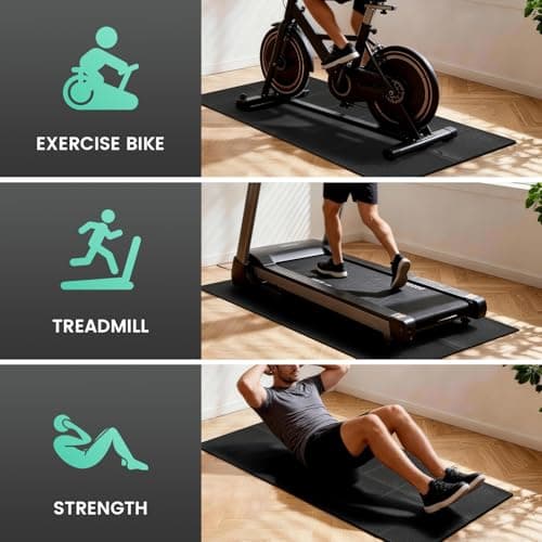 Walking Pad Mat for Carpet, 1/4" Thick Foldable Treadmill Mat for Hardwood Floors, 55"x23.6" High Density Under Walking Pad for Bike, Elliptical, Indoor Use, Floor Protection, Noise Shock Absorption view 2