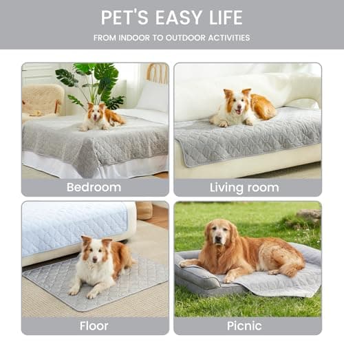 Cozy Bliss Deluxe Leakproof Cooling Blanket for Small Dogs Q-Max 0.5, Soft & Durable Washable Pet Cooling Mat for Hot Weather, Livingroom, Pet Throw & Couch Protector for Cats, Silver Grey, 25"x35" view 4