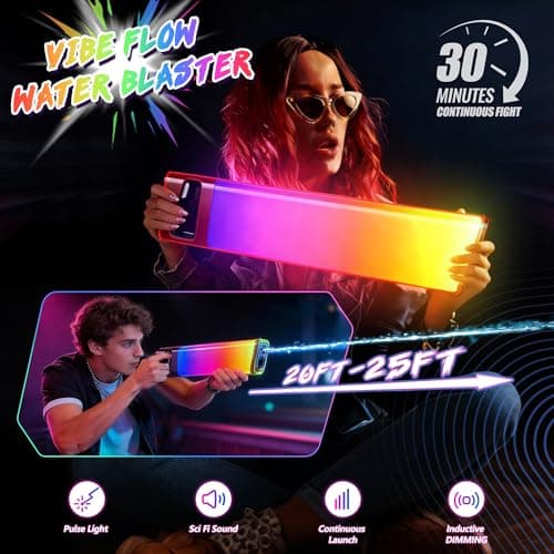 Electric Water Blaster for Kids Adults, Super Soaker Water Gun Long Range | Powerful Squirt Gun with RGB Light Sound, Up to 25 FT Range, Rechargeable Battery, Summer Outdoor Toys for Beach Pool Game view 3